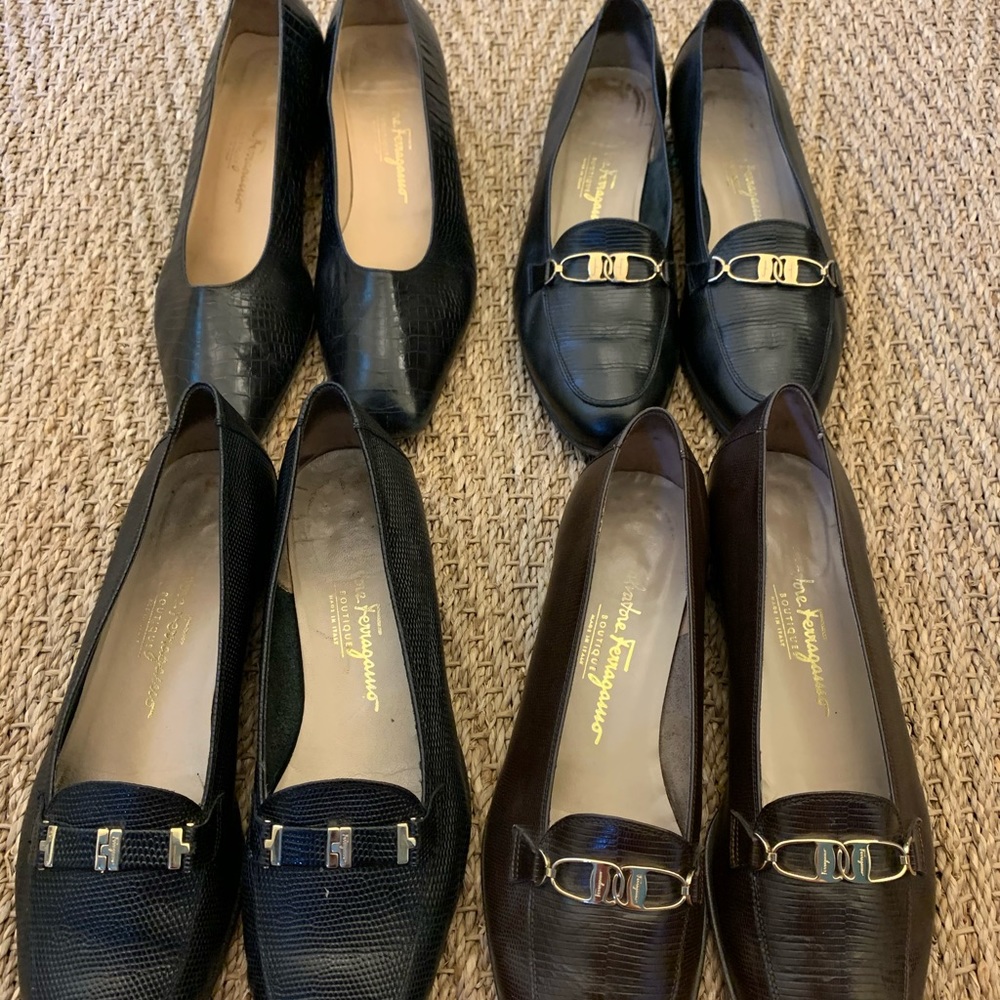 Four Pairs vintage Salvatore Ferragamo Shoes